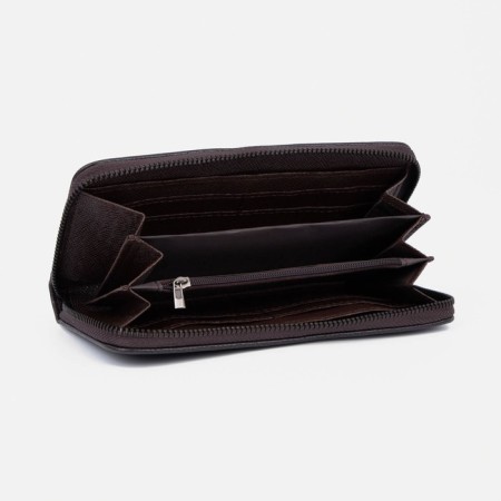 Male purse with lightning, department for bills, for cards, for coins, brown color-2