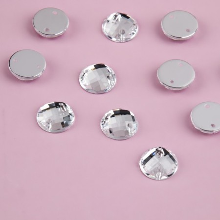 Rhinestones are sewing “circle”, from organic glass, d = 10 mm, 50 pcs, white color-1