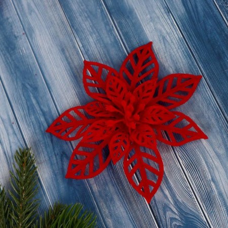 Jewelry decoration "Carved flower" (set 2 pcs) 14 cm, red-1