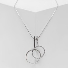 Jupiter's pendant duet, white color in silver, 72cm