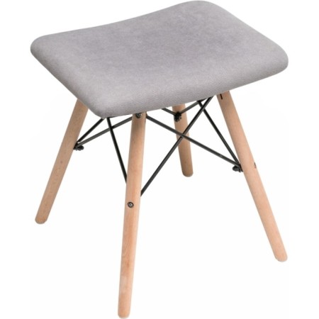 Stool Ben array of beech/metal/fabric, natural/gray 40x40x44 cm