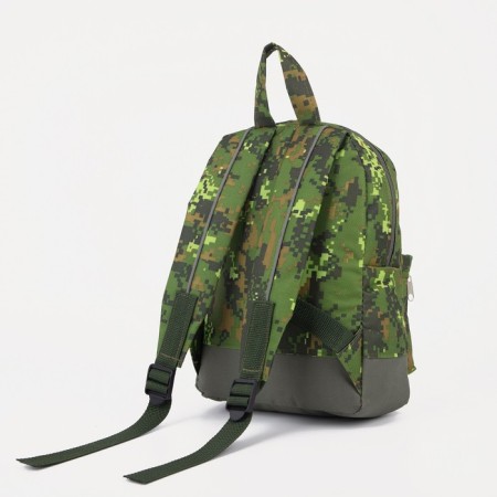 Baby backpack on lightning, external pocket, reflective strip, camouflage color/green-5