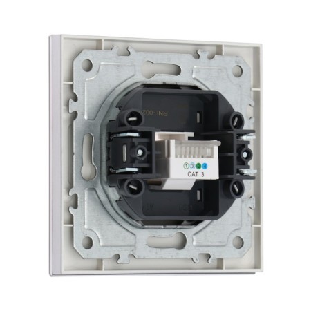 Single single Glossy Glass telephone socket, hidden, glass, silver-3