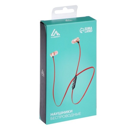 Wireless headphones Luazon vbt 1.30, vacuum, BT 4.1, 80 mAh, magnetic, black and red-5