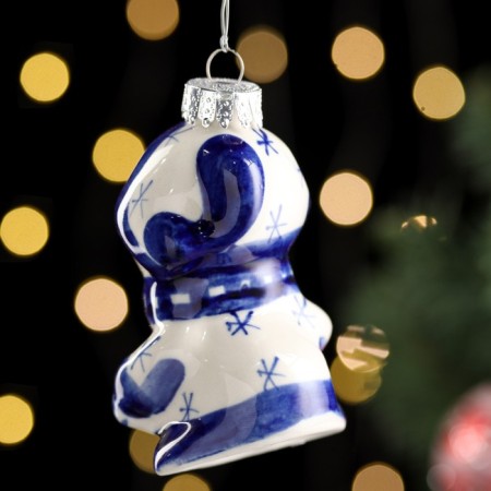 Christmas tree toy "snowman", gzhel, porcelain, h = 10cm-2
