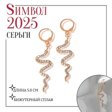 New Year! Symbol of the year 2025! Hanging earrings with rhinestones 