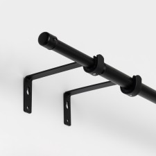 Cornice telescopic single forged, metal, 160-300 cm, black color