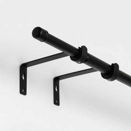 Cornice telescopic single forged, metal, 160-300 cm, black color