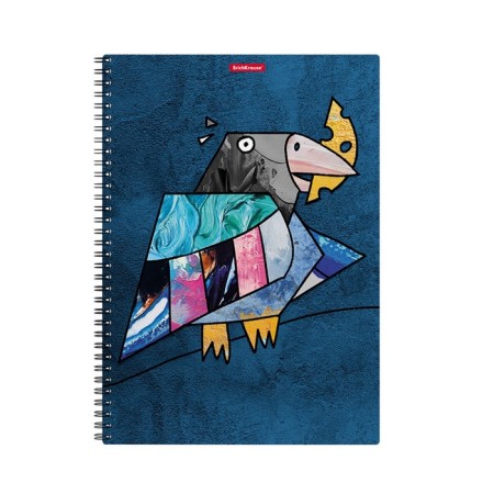 A4 notebook, 80 sheets in a cage on the crest Erichkrause "Birds", a plastic cover, an offset unit, white 100%, mix-3
