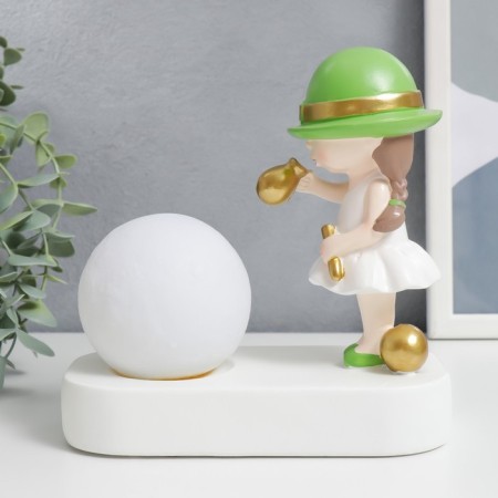 Souvenir Polystone Light "Baby in a green hat, with a gold bubble at the ball" 16.5x8x16 cm-1