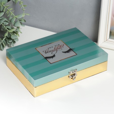 Casket Wood "Eyes - You are beautiful?" leatherette gloss 5.5x24x17 cm
