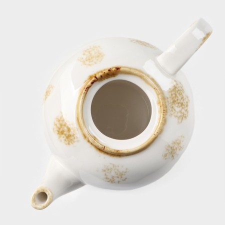 Teapot Porcelain Hot Dilan Organic Gold, 650 ml, white color-5