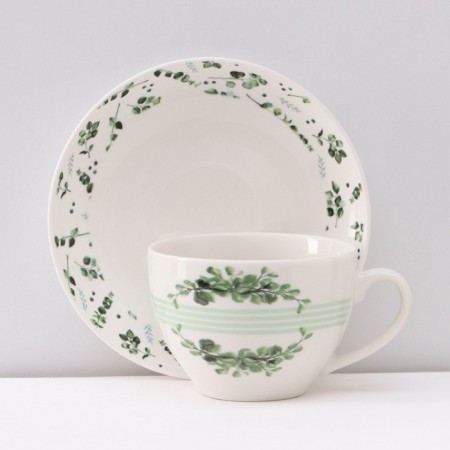 Service Porcelain Tea Daulay "Eucalypt", 12 items: 6 cups 280 ml, 6 saucer d = 15 cm-3