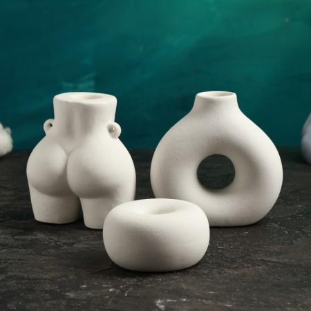 Set of candlesticks "Marta, Meland, Edward" White sand, 3pcs/8x10cm/10x10cm/4x7cm-1