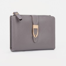 Women's wallet on the button, gray color