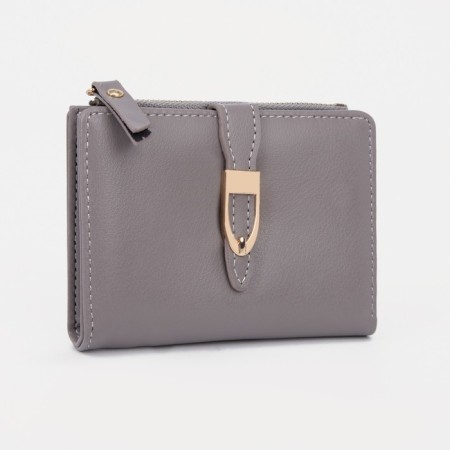 Women's wallet on the button, gray color