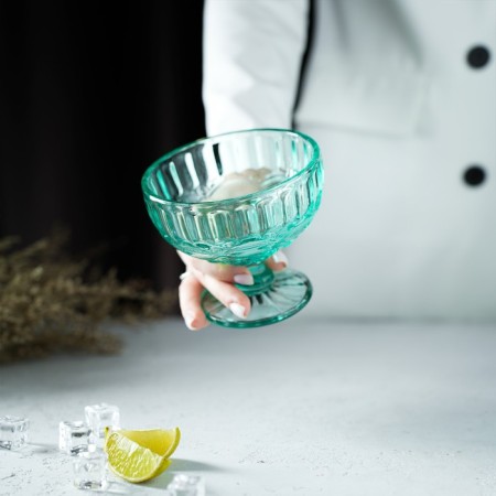 Glass Glass Magistro "La-Channel", 350 ml, 12 × 10.5 cm, turquoise color-4