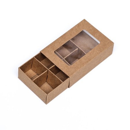Box for sweets 6 pieces, 8.7 x 5.8 x 2.5 thin separators, craft-2