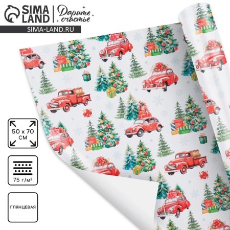 Paper packaging glossy “Gifts”, 50 x 70 cm, new year