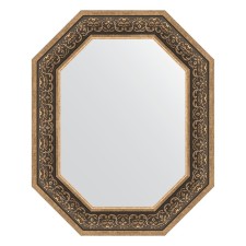 Зеркало в багетной раме, вензель серебряный 101 мм, 64x79 см