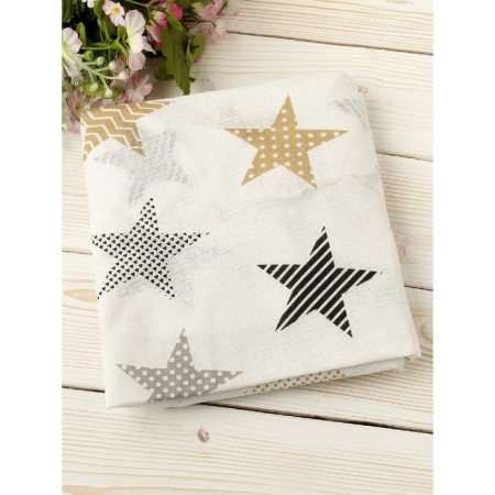 Glass sheet, size 75 × 75 × 12 cm, calico, patchwork star print