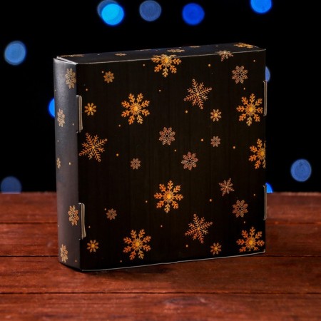 Gift box team with the window "Snowfall", 11.5 x 11.5 x 3 cm-1