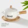 Porcelain Fooldine with a handle on the Bellatenero bamboo stand, 400 ml, 20.5 × 11.5 × 6.5 cm, white color