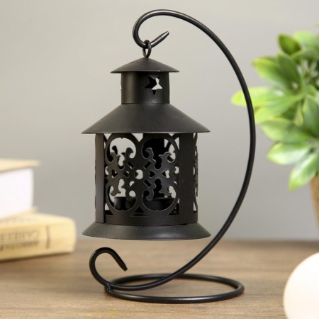 Summary metal 1 candle "openwork flashlight" black 23x14x9.5 cm-1