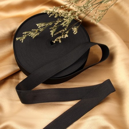 Knitted elastic, 25 mm, 25 ± 2 m, black color