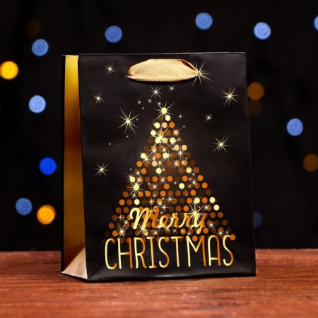 Laminated Packet "Golden Merry Christmas" 11.5 x 14.5 x 6 cm