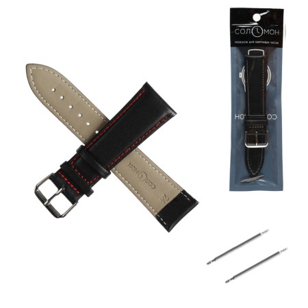 Solomon watch strap 24 mm, genuine leather, L-20 cm, black-3