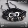 Bracelet Leather "Viking" Infinity, black color in silver, d = 7 cm