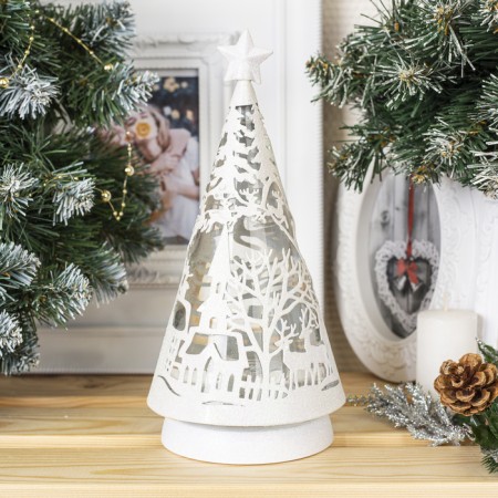 LED figure "Christmas tree with deer" 13 × 31 × 13 cm, plastic, AAX3 batteries (not in the kit), glow warm white-1