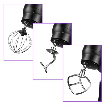 All-metal planetary mixer KitFort KT-3076, 1800 W, 6 l, 6 + pulse mode, 3 nozzles, cord 1 m-3