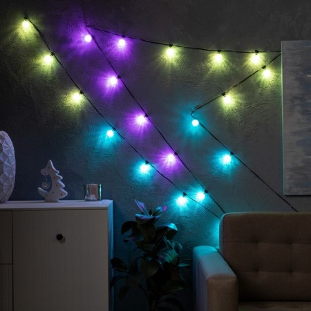 Smart garland “thread” 6 m with nozzles “kaleidoscope”, ip20, dark thread, 20 LED, glow RGB, USB-2