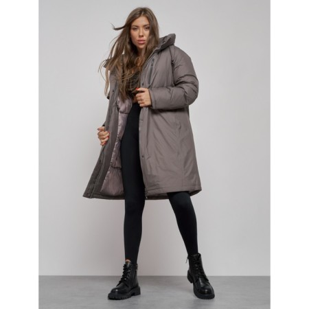 Coat insulated winter female, size 48, dark gray color-13