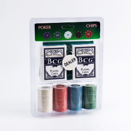 Poker, set for the game (maps 2 decks, chips with nomin. 100 pcs, cloth 40 x 60 cm)-4