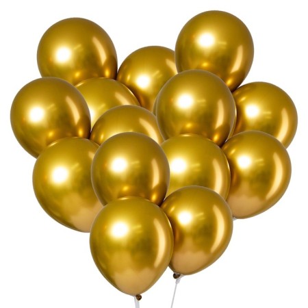 Latex ball 12 "Chrome", metal, set of 100 pcs., Golden color-2