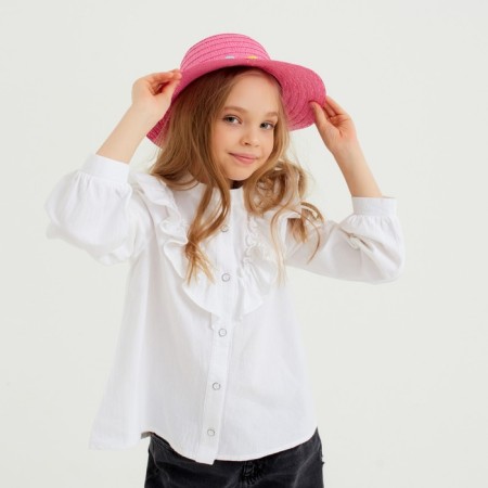 Hat with bombs for Minaku girl, size 50, pink color-1