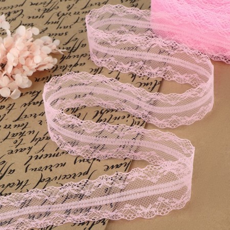 Capricon lace, 40 mm × 10 ± 1 m, pink color