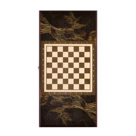 Wooden backgammon with checkers, board game "Leo and Moon", 40 x 40 cm-1