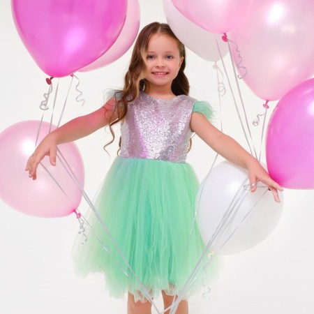 Dress children's elegant with sequins KAFTAN, p. 28 (86-92), green-5