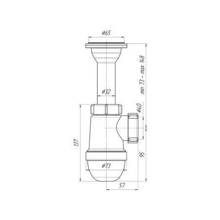 Siphon for the sink "Ani Plast" C2000, 1 1/4 "x 40 mm, with a cast release, a stainless grill-1