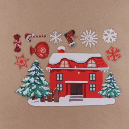 Stickers on the windows "Merry Christmas" Christmas tree, snowflakes, 2 pieces, 35 x 50 cm