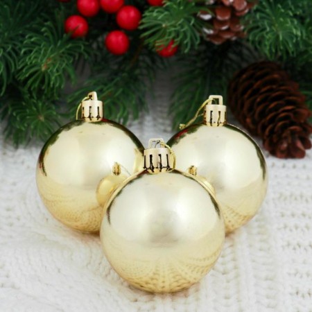 Set of balls plastic D-6 cm, 6 pcs "gloss" gold