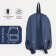 A backpack with a zipper, "saxi", outer pocket, blue color