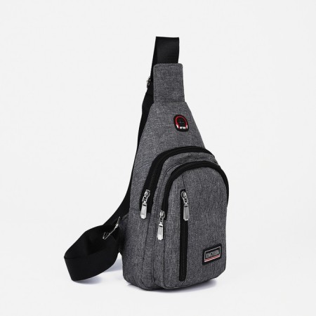 Male sling bag from textiles, gray color-1