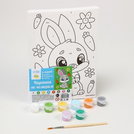 Picture on numbers for children "Bunny with carrots", 21 x 15 cm-1