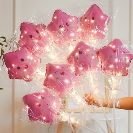 Foil ball 10 "Star Smile", pink, mix-4