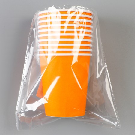 A single -single -paper glass, plain, orange color, 205 ml-2